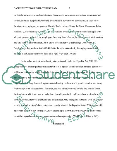 Case Study from Employment Law