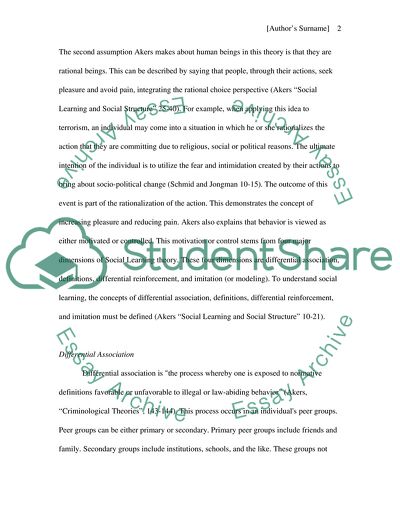 How Does Social Learning Theory of Criminology Best Explain Terrorism