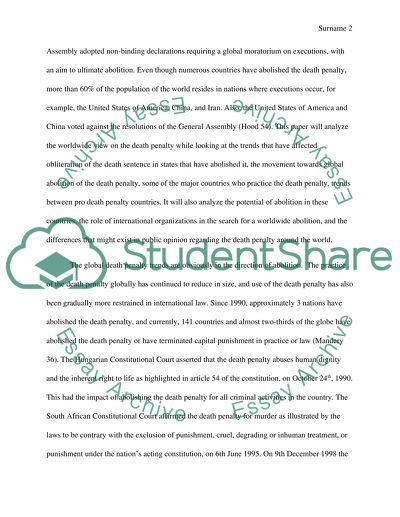 Worldwide View on the Death Penalty