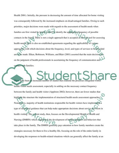 Selected Family Health Promotion Assessment and Initiative