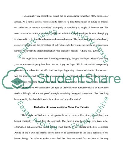 Homosexuality. Theory of Ethical Egoism and Theory of Cultural Relativism