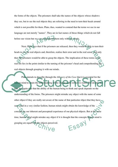 Summary Of The Platos Allegory Of The Cave