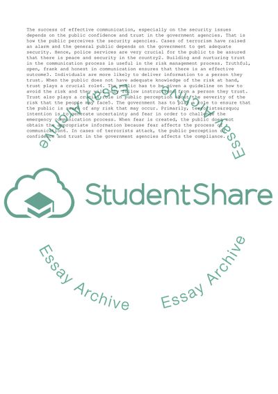 Risk Perception and Communication