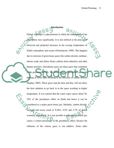 Mitigation Strategies and Solutions of Global Warming