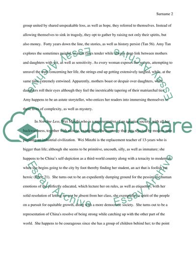 Chinese Culture and Political Police in China in the Movies Joy Luck Club and Not One Less