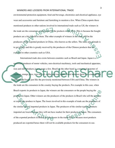 Examples of winners and losers from international trade