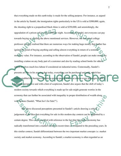 Response to an Article What is for Sale