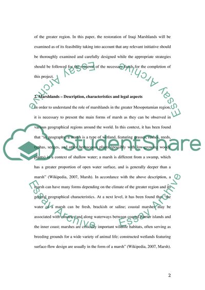 Restoration of Iraqi Masrshlands