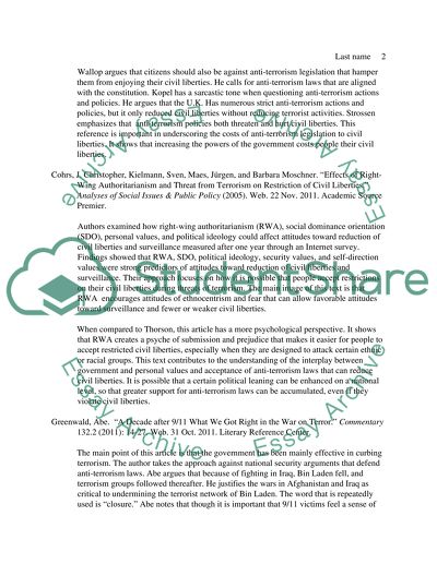 Threat from Terrorism on Restriction of Civil Liberties