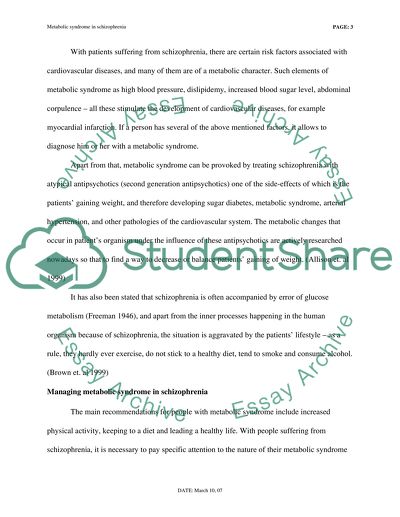 Metabolic Syndrome in Schizophrenia