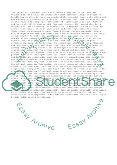 Corporate Culture: Health and Social Care