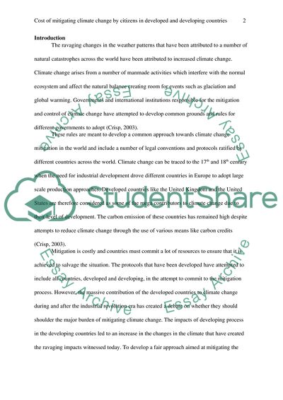 Cost of Mitigating Climate Change