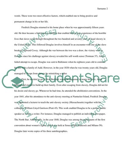 Biography Analysis and Report on Fredrick Douglass