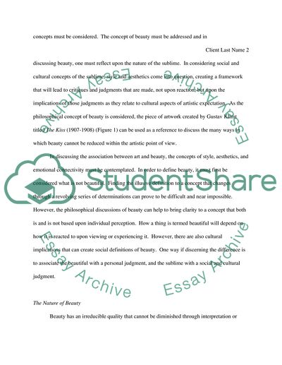 Beauty as an Irreducible Quality of Art: A Focus on the Beauty of Gustav Klimts The Kiss