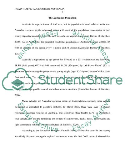 Analysis of the Road Traffic Accident Fatalities on the Australian Population