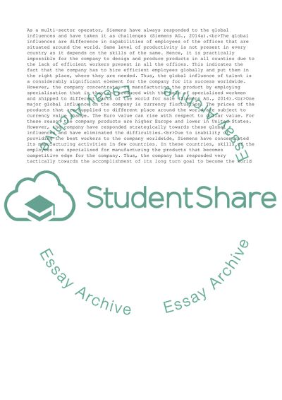 Impact of Globalization on Business of Siemens