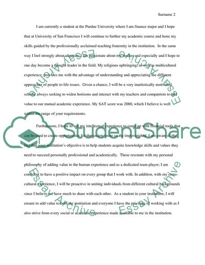 example of university of san francisco essay