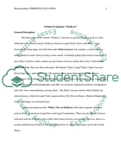 FindLaw website evaluation