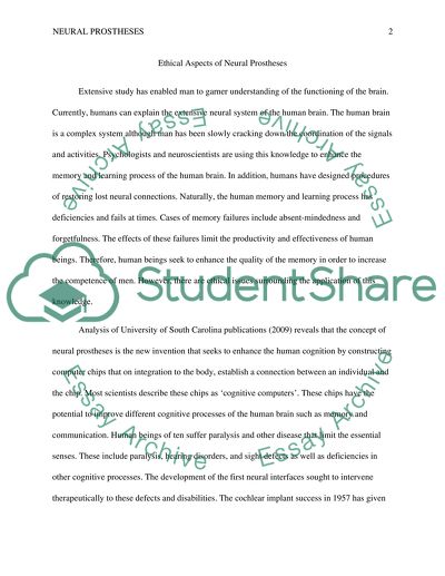 Ethical Aspects of Neural Prostheses