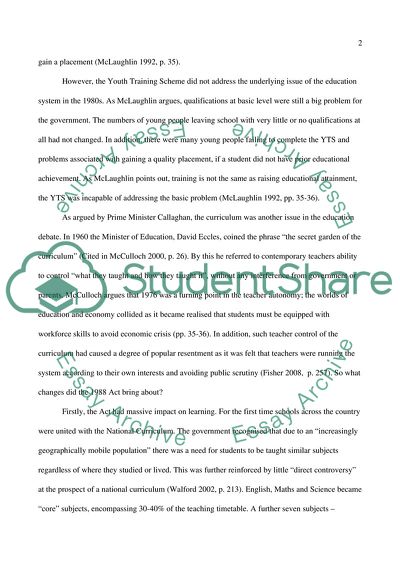 The 1988 Education Act Effects on State Schools