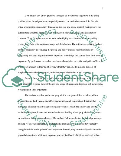 Analysis of Stop the violence: The Case against Pot Prohibition Article by Wood and Bratzer