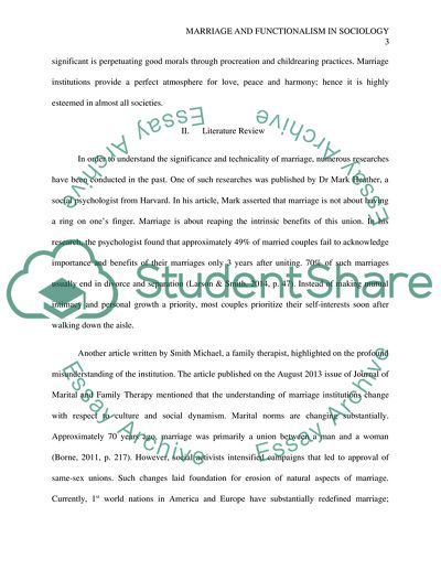 Marriage and Functionalism in Sociology