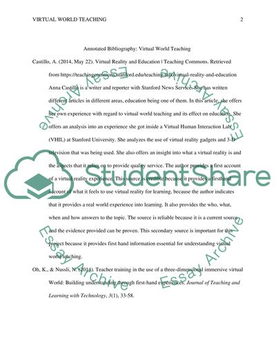 Annotated Bibliography: Virtual World Teaching