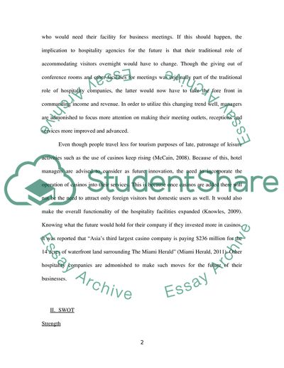 Hospitality industry swott