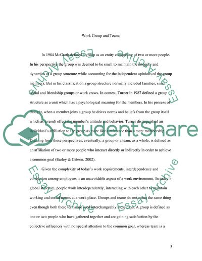 Work Groups and Teams