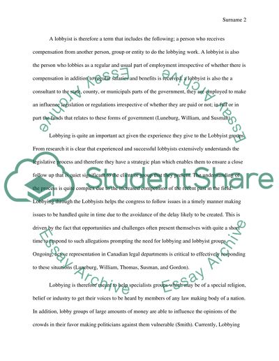 Principles for the Ethical Conduct of Lobbying