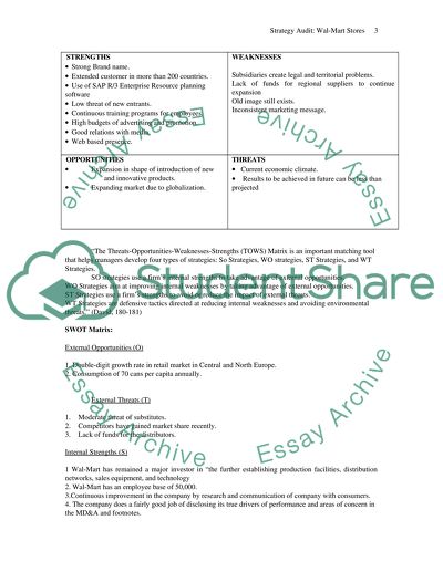 Strategy Audit - Wal-Mart Stores