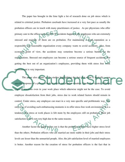 State Probation Officer Stress and Perceptions of Participation in Workplace Decision Making