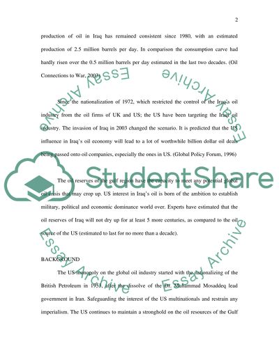 U.S. influence on the Iraq Oil Economy