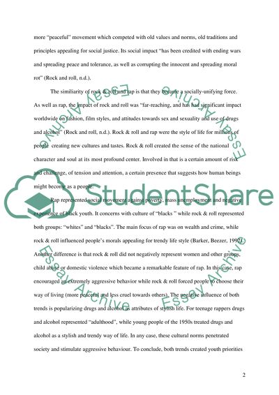 Comparative on Rock & Roll vs Rap