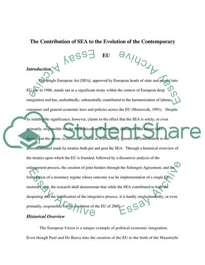 The Contribution of SEA to the Evolution of the Contemporary EU