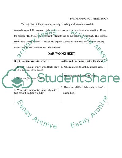 Pre-Reading Activities for Middle School Students