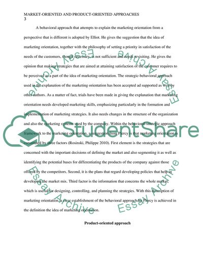 Market-Oriented and Product-Oriented Approaches