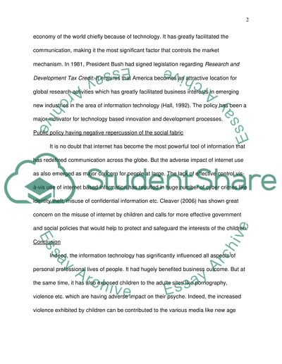 Public Policy That Has Positive Impact on IT