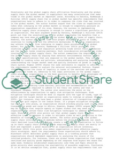 Uncertainty and the global supply chain