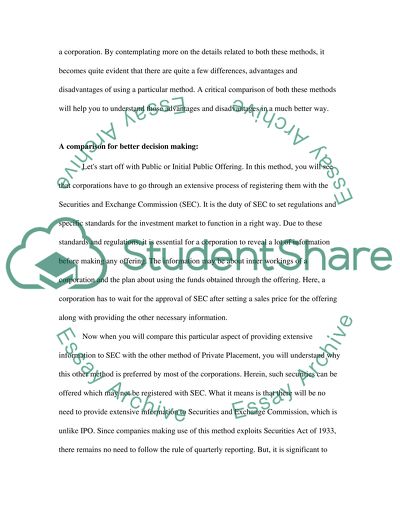 Differences in Private Placements and Public Offerings
