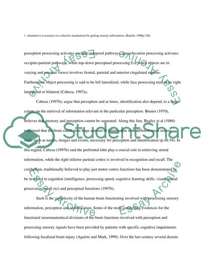 Perceptual Deficits and the Inability To Receive Sensory Information