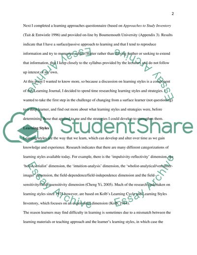Journal of learning style
