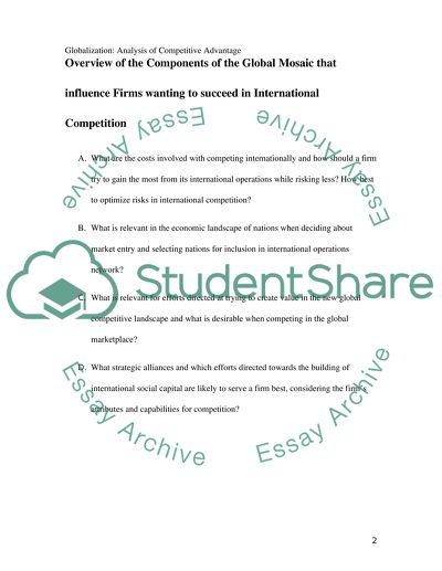 Globalization: Analysis of Competitive Advantage