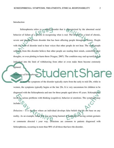 The Analysis of the Symptoms of Schizophrenia