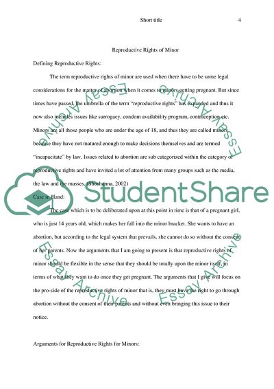 Reproductive Rights of Minor