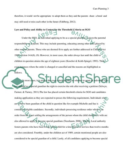 Special Guardianship Orders Children Care Planning