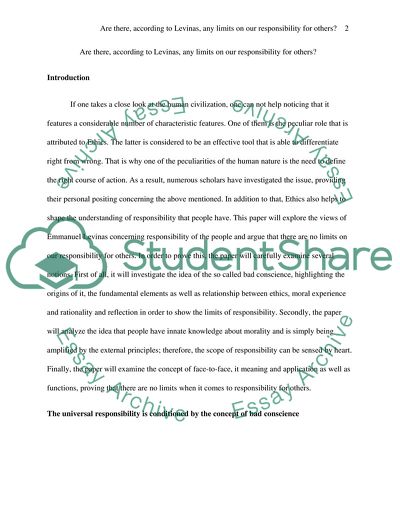 Limits on Our Responsibility for Others Levinas