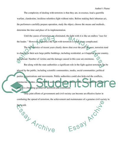 Terrorism Is a True Scourge of Modern Society