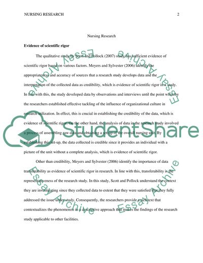 The Qualitative Study by Scott and Pollock