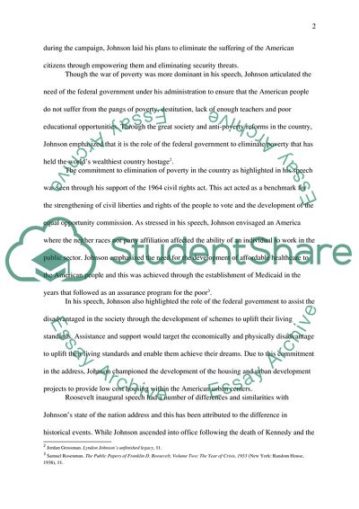 Johnsons State of the Nation and Roosevelt Inaugural Addresses